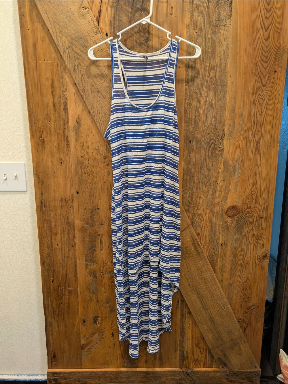 Striped Blue & White Women's Swim Coverup Dress